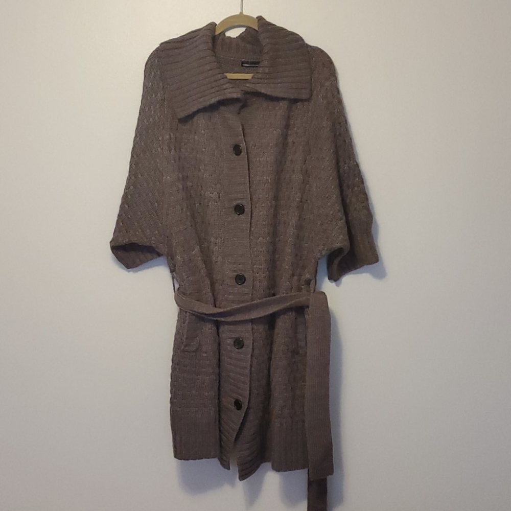 Comfy knit tunic sweater w/ belt